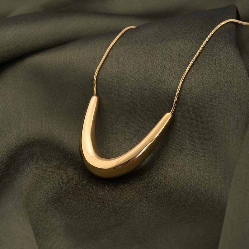 PALMONAS 18k Gold Tone Plated Golden Boomerang Necklace
 for Women - Image 2
