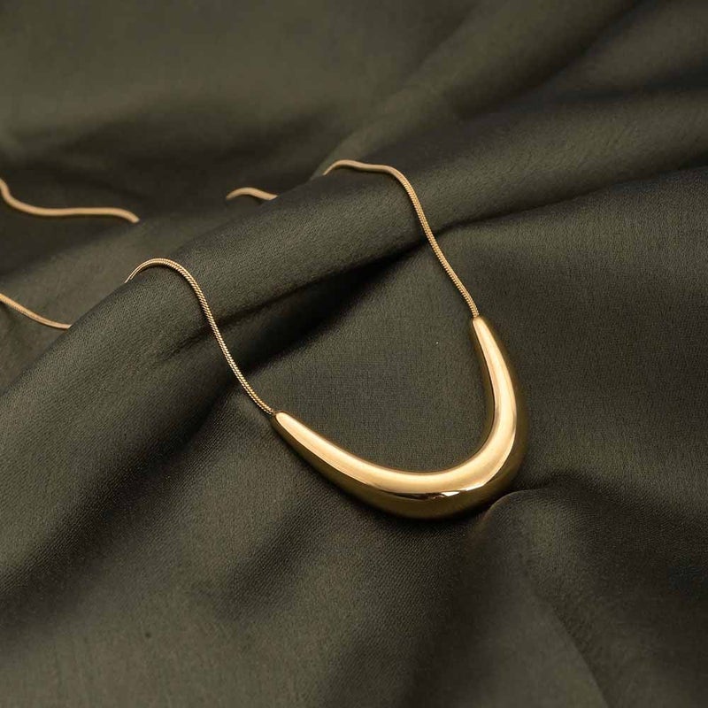 PALMONAS 18k Gold Tone Plated Golden Boomerang Necklace
 for Women - Image 3