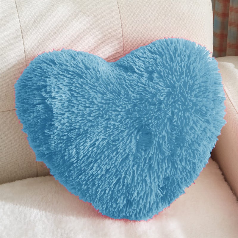 PICKKART Soft Furry Heart Pillow (Blue) - Image 2