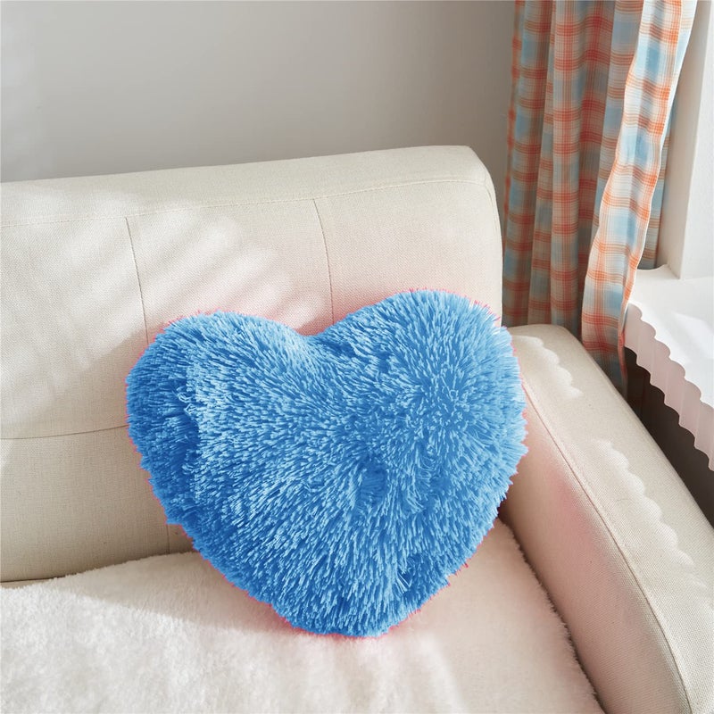 PICKKART Soft Furry Heart Pillow (Blue) - Image 1