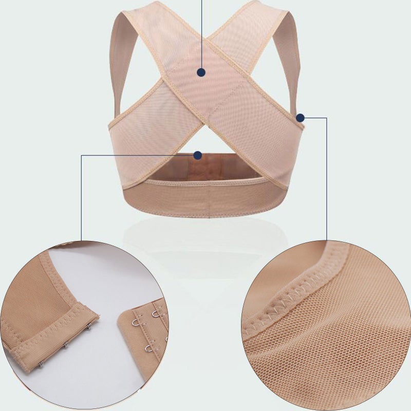 Humpback Brace Support Belt Posture Chest Supports Straps for Adults Students Size XL Skin Color - Image 2
