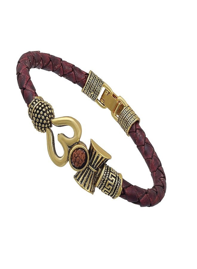 morir Made of Brass Gold Plated Antique Vintage Ethnic Trishul Damru Kada Bracelet for Men Women Boys Girls - Image 5