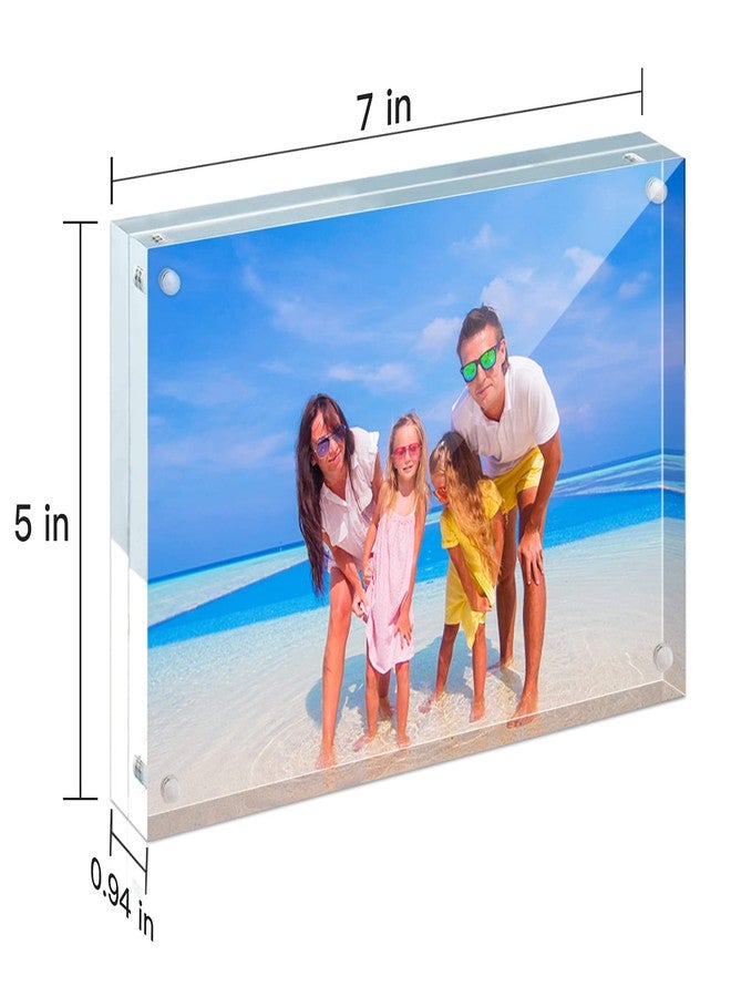 HELPLEX Acrylic Frame 5x7 Size 2 Pack 24mm Thick Frameless Clear Frame Double Sided Magnetic Frame Free Standing Desktop Display Stand Acrylic Frame - Image 5