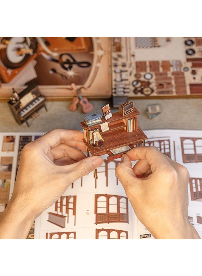 Bluejw CuteBee Secret Music Diy Wooden 3D Handmade Assembled Book Stand Model Building Toy Gift For Women - Image 5