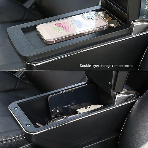 HRCHCG Console Armrest for Toyota bB Scion xB 2004 2005 2006 Center Storage Box with Base Cup Holder (All Black, Double Layer with 7 USB Port) - Image 4