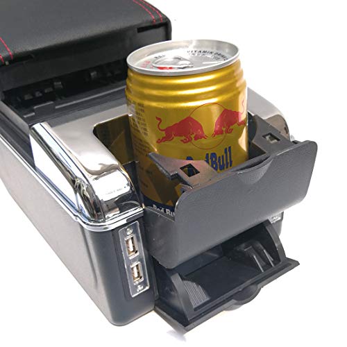 HRCHCG Console Armrest for Toyota bB Scion xB 2004 2005 2006 Center Storage Box with Base Cup Holder (All Black, Double Layer with 7 USB Port) - Image 3