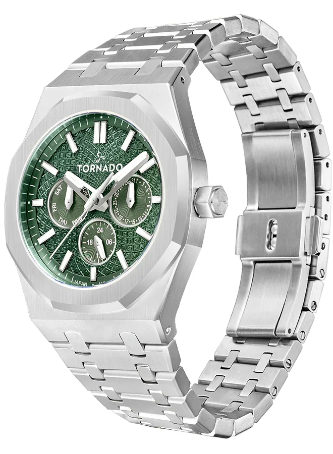 تورنيدو Men's Stainless Steel Multi Function Watch T23104-SBSH - 41x51 mm