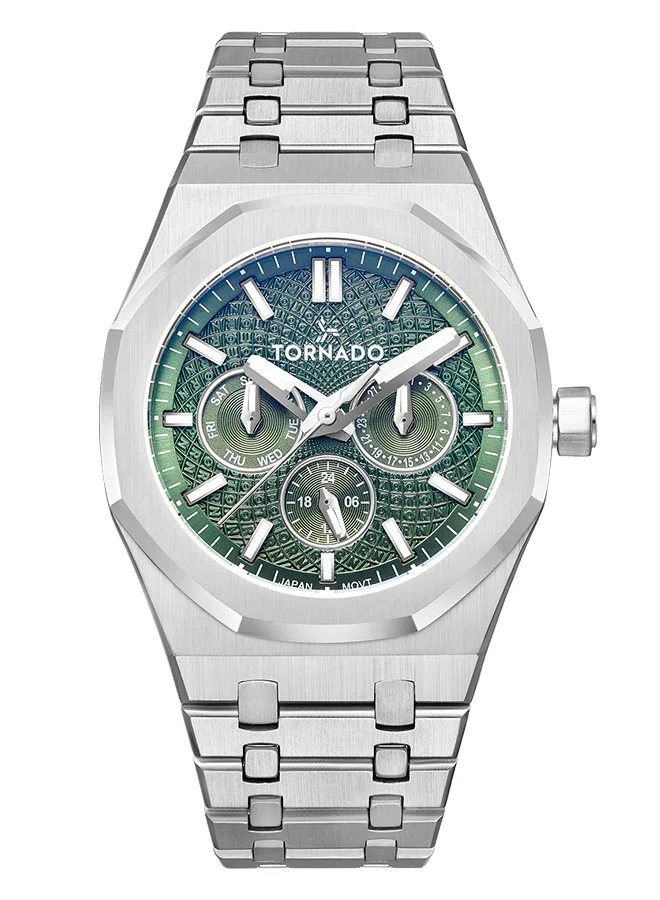 تورنيدو Men's Stainless Steel Multi Function Watch T23104-SBSH - 41x51 mm