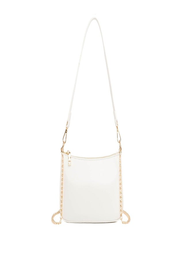feujury Small Shoulder Bag for Women Trendy Purse Retro Vegan Leather Hobo Purses Clutch Tote HandBags with Zipper Closure (White) - Image 1