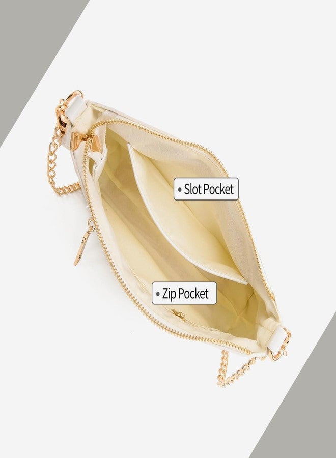 feujury Small Shoulder Bag for Women Trendy Purse Retro Vegan Leather Hobo Purses Clutch Tote HandBags with Zipper Closure (White) - Image 4