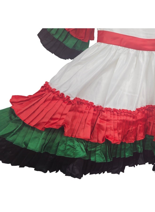 المنزل الذكي هوم سمارت فستان أبيض بنقشة علم اليوم الوطني للبنات احتفلي باليوم الوطني لدولة الإمارات العربية المتحدة بأناقة الزي الوطني لدولة الإمارات العربية المتحدة للمناسبات الوطنية الاحتفالية - Image 4