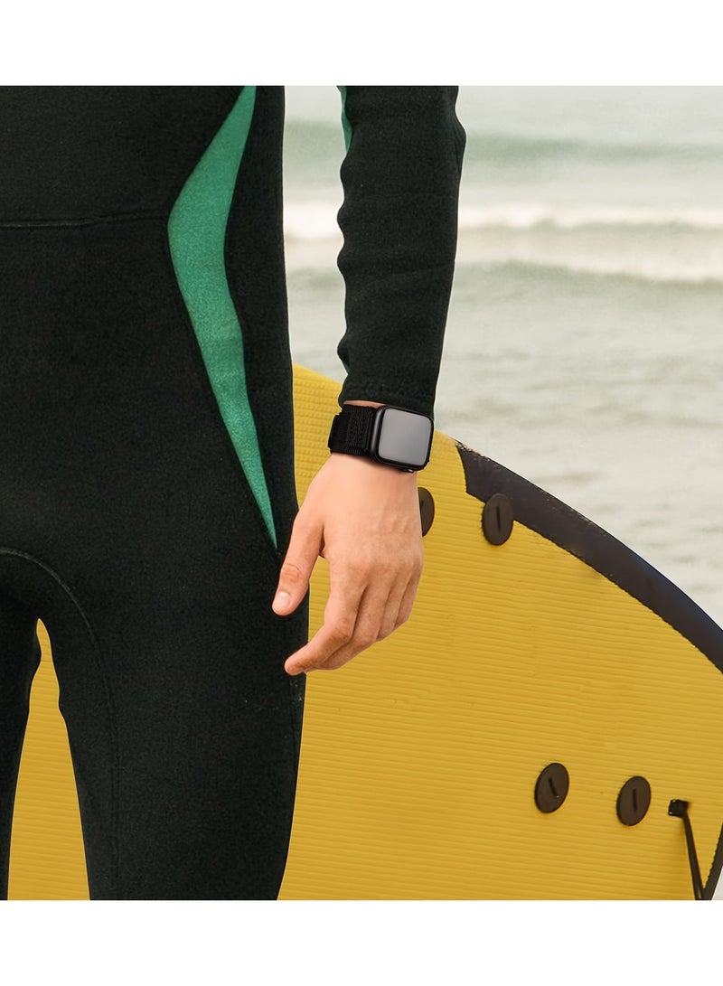 Sturdy Nylon Strap Compatible With IPhone Watch 42mm, 44mm, 45mm, 49mm. Men's Military Tactical Braided Single-loop Design Strap Compatible With IPhone Watch Series 9, 8, 7, 6, 5, 4, 3, 2, 1, SE, And Ultra 2 - Image 4