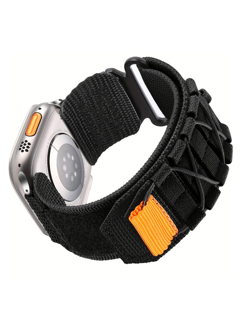 Sturdy Nylon Strap Compatible With IPhone Watch 42mm, 44mm, 45mm, 49mm. Men's Military Tactical Braided Single-loop Design Strap Compatible With IPhone Watch Series 9, 8, 7, 6, 5, 4, 3, 2, 1, SE, And Ultra 2 - Image 1