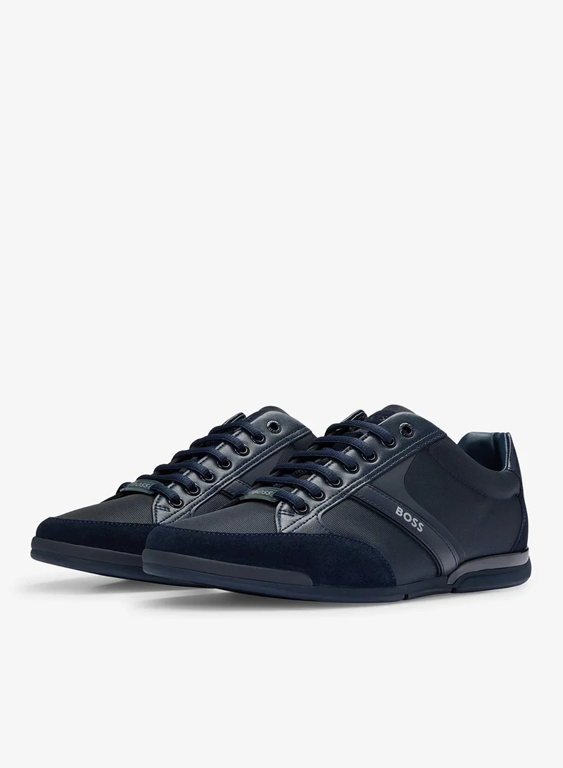 BOSS Mixed-material trainers with suede and faux leather
