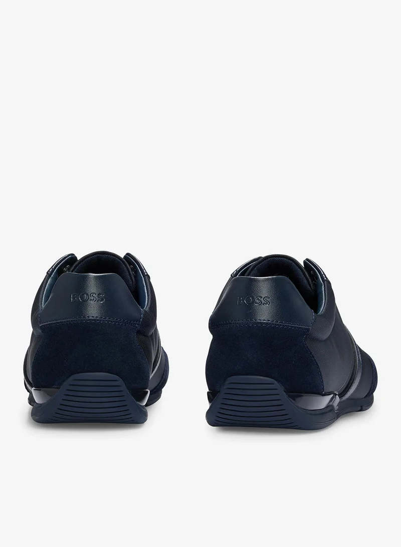 BOSS Mixed-material trainers with suede and faux leather