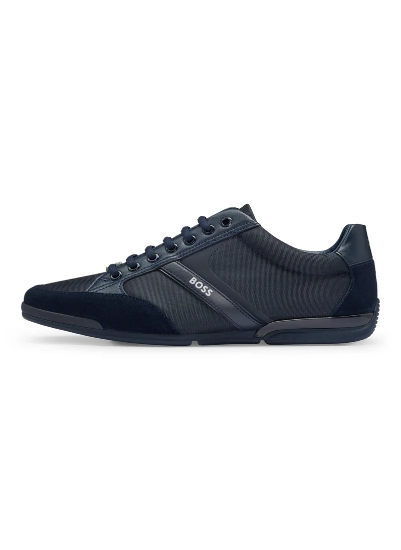 BOSS Mixed-material trainers with suede and faux leather