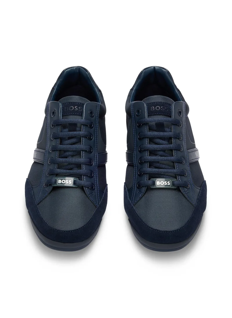 BOSS Mixed-material trainers with suede and faux leather