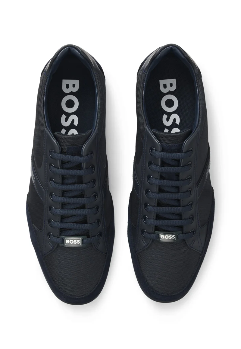 BOSS blue Mixed-material sneakers with suede and faux leather for Men | Best Price UAE