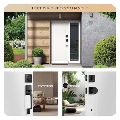 Leydebong Black Entry Door Handle and Single Cylinder Deadbolt Lock and Key All Keyed Different Front Door Lock Set Heavy Duty Square Locking Lever Set Exterior Door Handle - Image 3