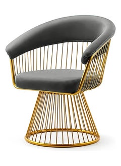 DubaiGallery Modern Accent Velvet Chairs Dining Chairs Single Sofa Comfy Upholstered Arm Chair Living Room Furniture Mid-Century Leisure Lounge Chairs with Golden Metal Frame Legs 