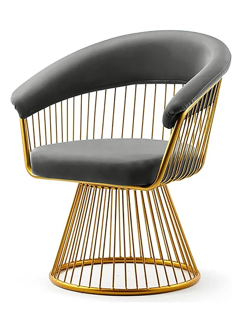 DubaiGallery Modern Accent Velvet Chairs Dining Chairs Single Sofa Comfy Upholstered Arm Chair Living Room Furniture Mid-Century Leisure Lounge Chairs with Golden Metal Frame Legs 