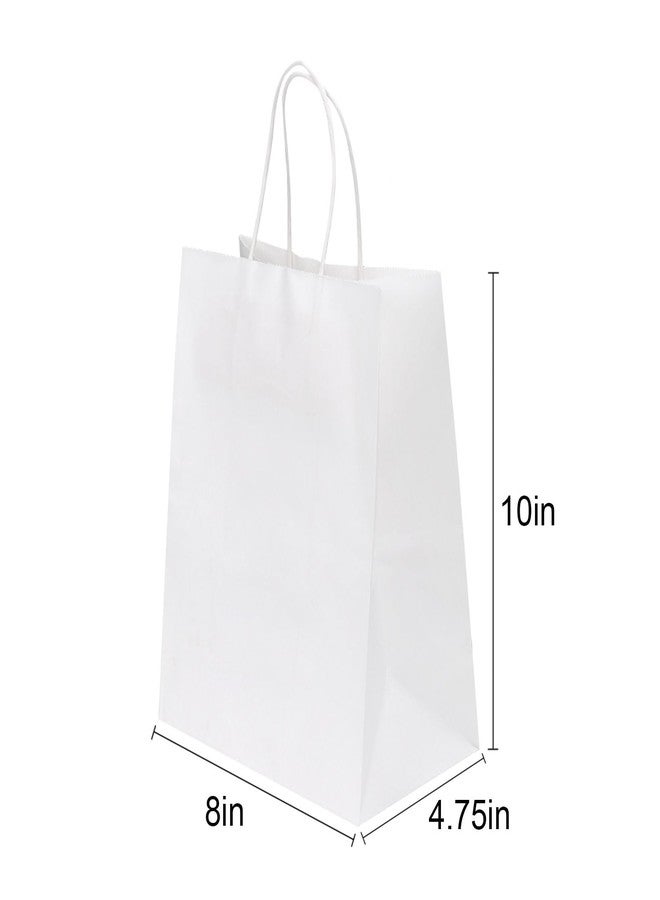 Joybe 100 Pack 8x4.75x10 Inch Medium White Kraft Paper Bags with Handles Bulk, Craft Paper Gift Bags for Party Favors Grocery Retail Shopping Business Goody Merchandise Take Out Blank Sacks (100pcs) - Image 2