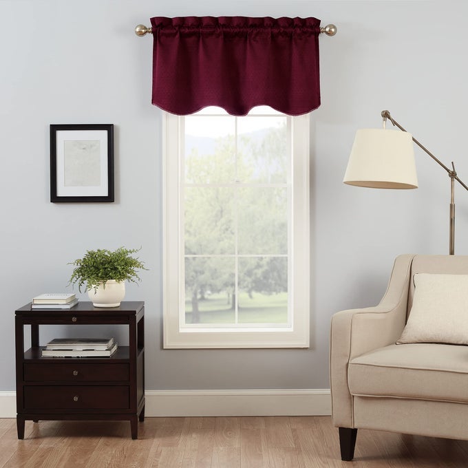 CANOVA BLACKOUT THERMABACK WINDOW VALANCE CURTAINS FOR KITCHEN OR BATHROOM 42 X 21 BURGUNDY