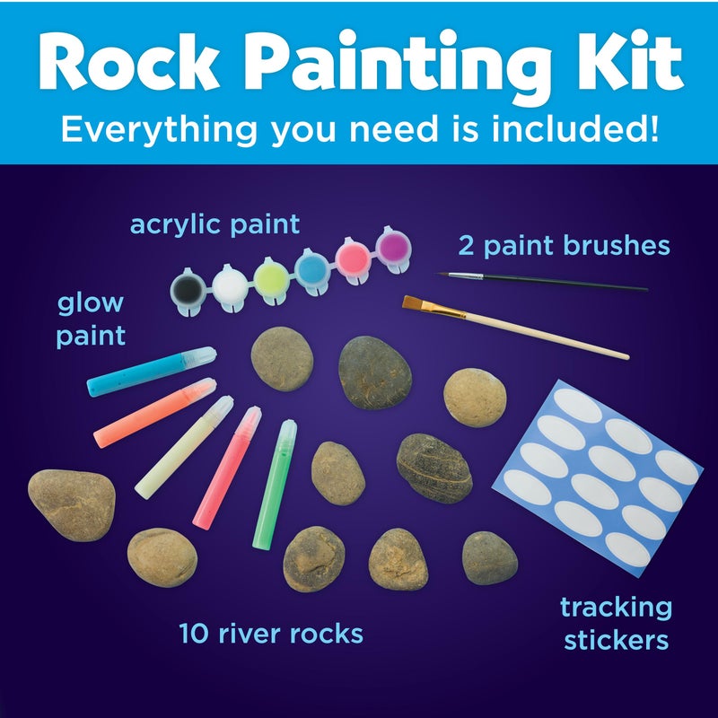 Creativity for Kids Glow in The Dark Rock Painting Kit | Paint & Decorate 10 Rocks with Vibrant Colors & Glow Accents | DIY Rock Painting Kit for Kids | Fun Arts & Crafts (Ages 6+) - Image 3