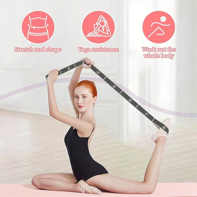 Zqxnt 8 Section Dance Stretching Belt Pilates Pull Strap Belt Fitness Exercise Resistance Band With Number Strap Fitness Resistance Band With Number - Image 3