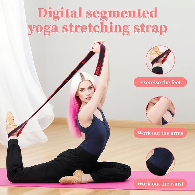 Zqxnt 8 Section Dance Stretching Belt Pilates Pull Strap Belt Fitness Exercise Resistance Band With Number Strap Fitness Resistance Band With Number - Image 2