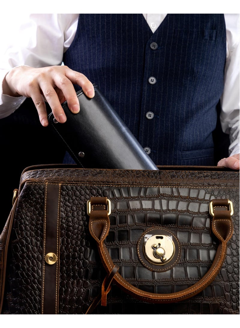Arabest 3 Watch Travel Case-Classic Leather Watch Case With Superb Texture.Portable Watch Roll Or Organizer For Storage And Display. Men's Great Gift For Traveling,100% Handmade by Artisans. - Image 3