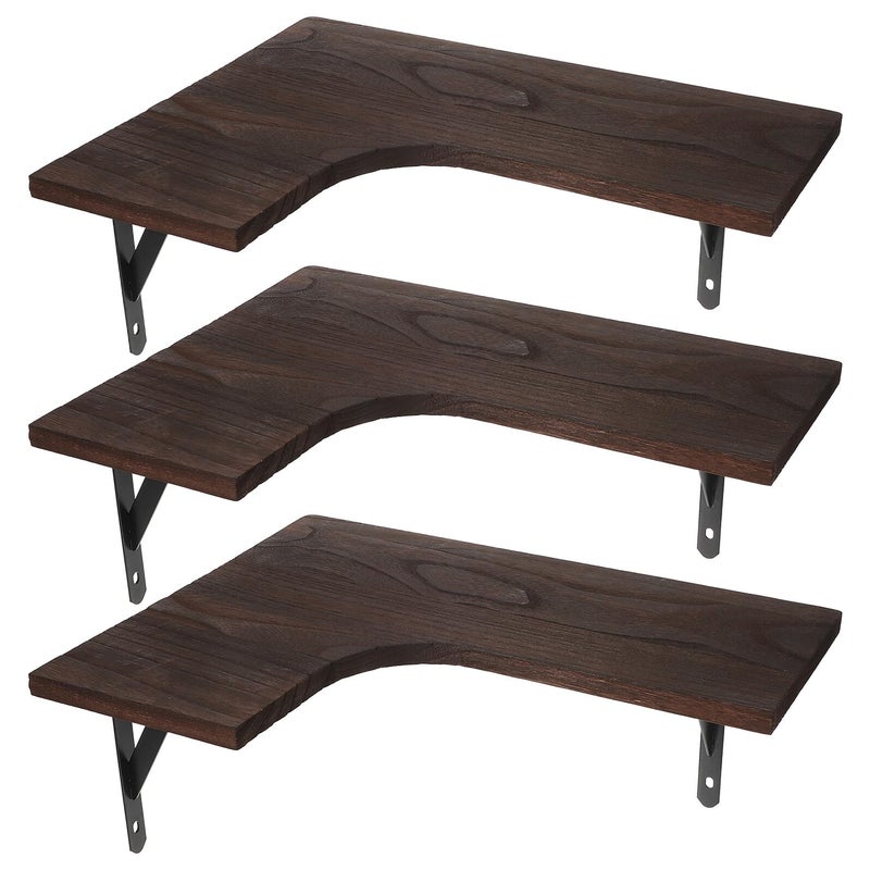 Vintage Wall Mounted Corner Shelf Set Rustic Iron Frame Wood Shelves Living Room Bedroom Kitchen Decor - Image 2