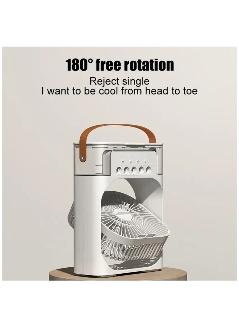 NIBEMINENT - Portable 5-Hole Air Conditioning Fan, Personal Evaporative Mini Chiller, 4-in-1 Humidifier Misting Fan, 3 Air Speeds, 3 Misting Modes, 7-Colour LED Lights and 1/2/3 H Timer for Office, Home (White) - Image 1