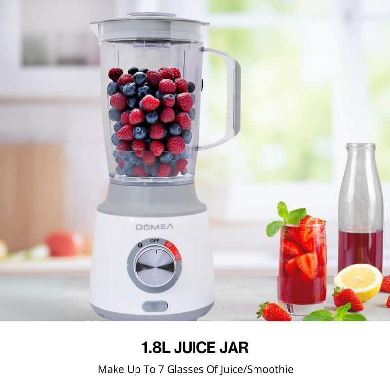 DOMEA 2-in-1 Blender & Grinder, 650W, 1.6L Countertop Blender Jar & Grinder Jar, 6/2-Leaf Stainless Blades, for Juices, Smoothies, Coffee, Spices, Ice Crushing, 2-Speed + Pulse - Image 2
