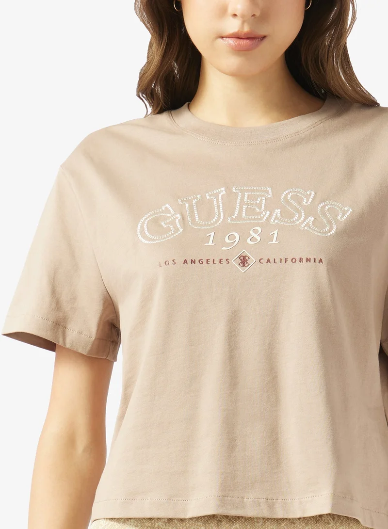 Guess  Crew Neck Boxy T-Shirt for Women | Best Price UAE