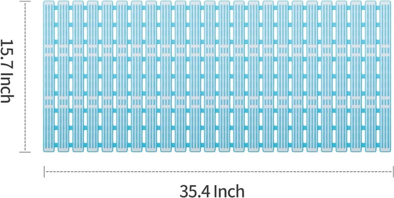 Luckam Shower Mat, Non Slip Bathtub Mat Extra Long 35.4x15.7 Inch, Anti Slip Bath Tub Mat with Suction Cups Thickened Bathroom Floor Stall Matt,Eco-Friendly TPE, DIY Tailoring, Blue, 1 Pcs - Image 4