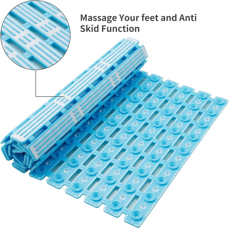 Luckam Shower Mat, Non Slip Bathtub Mat Extra Long 35.4x15.7 Inch, Anti Slip Bath Tub Mat with Suction Cups Thickened Bathroom Floor Stall Matt,Eco-Friendly TPE, DIY Tailoring, Blue, 1 Pcs - Image 5