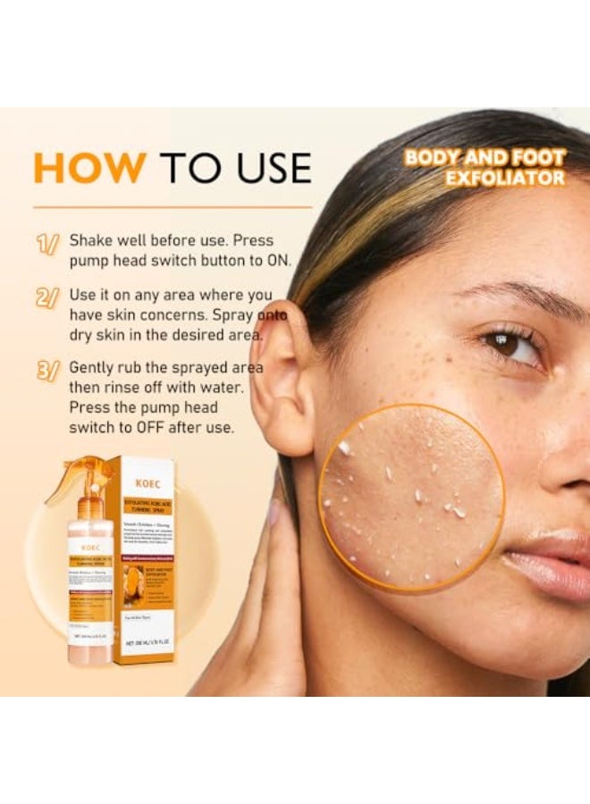 ك أو إي سي بخاخ فرك حمض كوجيك مع الكركم للعناية بالكيراتين 200 مل، بخاخ تقشير الجسم للوجه مع حمض كوجيك والكركم، منظف جسم لطيف ورذاذ تقشير مع الريتينول لبشرة ناعمة - Image 5