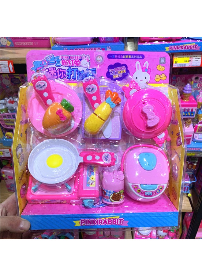 Yiyan Pink Rabbit Simulation Washing Machine Play House Toy Children Girl Girl Kitchen Teapot Educational Double Door-Color:YY37002 Mini Edge Stove - Image 1