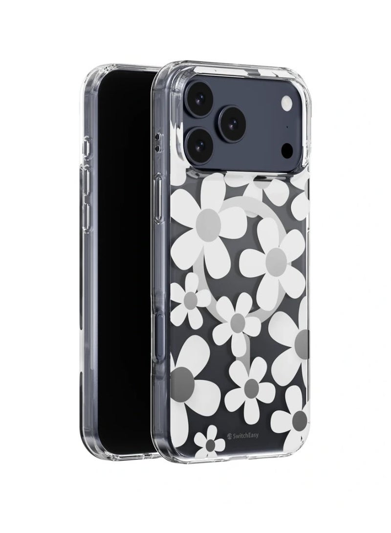 سويتش إيزي جراب سويتش إيزي فلور ثلاثي الأبعاد مقاوم للصدمات لهاتف آيفون 17 برو ماكس | ماج سيف - أبيض - Image 1