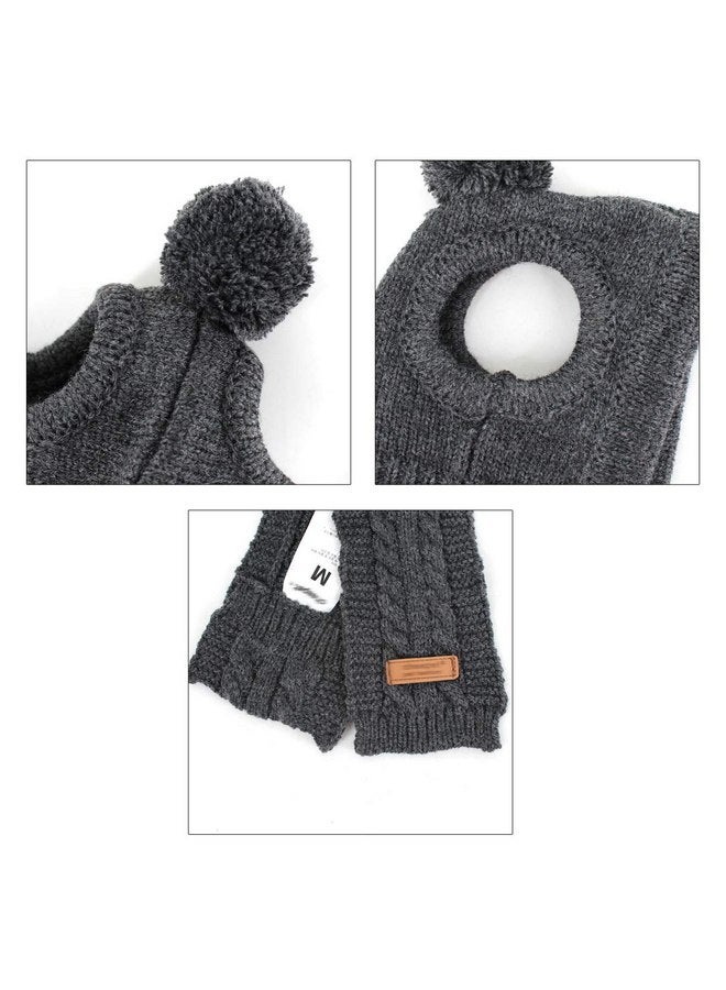 Lobagve Van Caro Knitted Doggie Scarf and Hat Set Puppy Dogs Cats Lovely Fall Winter Outfits (Grey) - Image 3