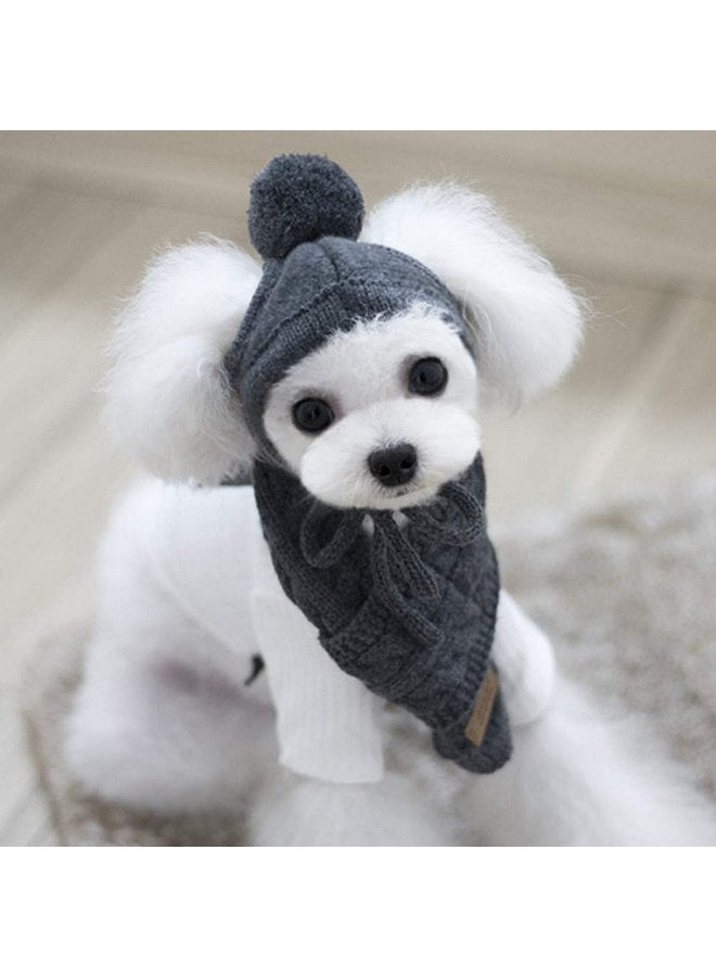 Lobagve Van Caro Knitted Doggie Scarf and Hat Set Puppy Dogs Cats Lovely Fall Winter Outfits (Grey) - Image 4