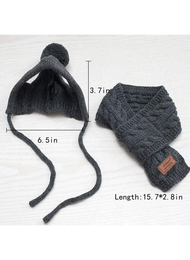 Lobagve Van Caro Knitted Doggie Scarf and Hat Set Puppy Dogs Cats Lovely Fall Winter Outfits (Grey) - Image 2