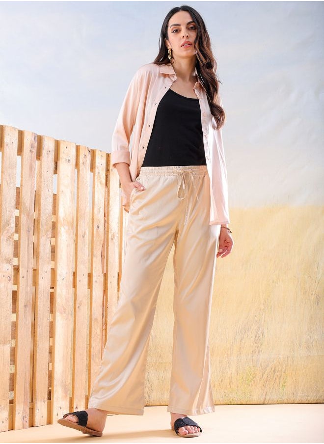 Freehand Women Flared Solid High-Rise  Pants  - Image 1