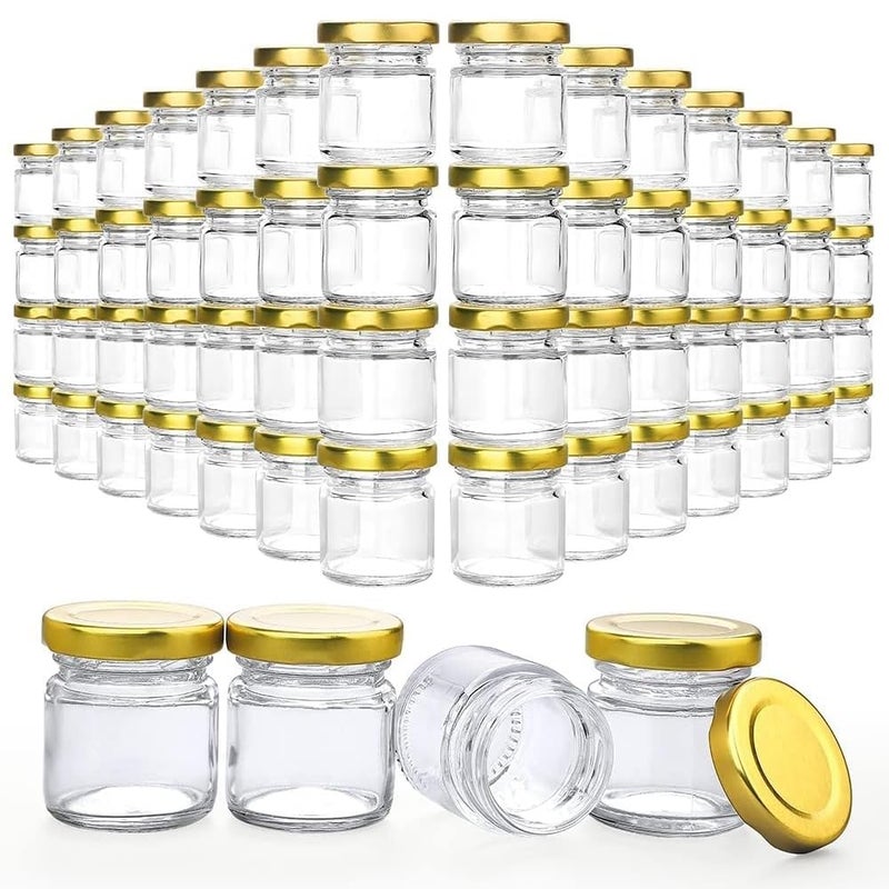 EVATTA Small Glass Jars with lid 50 ml 12 Pieces Clear Round Shape Golden Airtight Metal Lid mini glass jars Mini Mason Jars for Candle Making Gifts Wedding Spice Jars Party Favors - Image 1