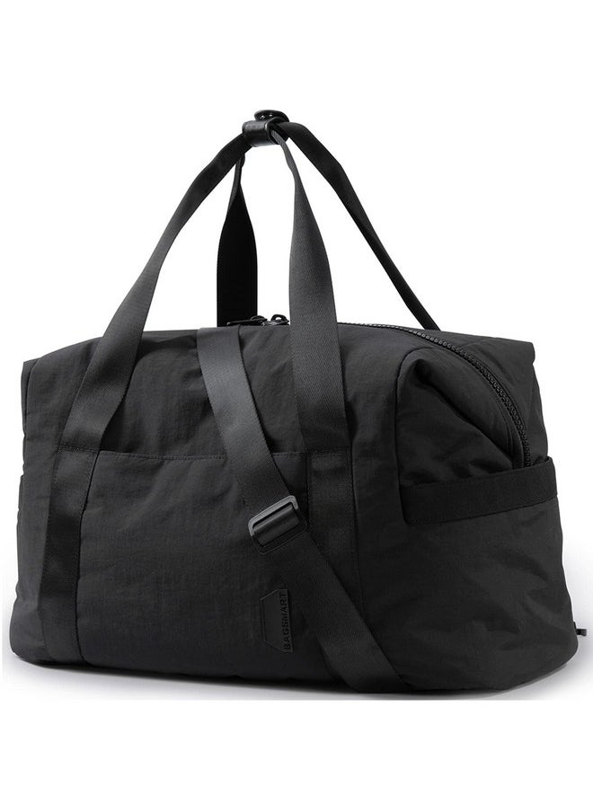 BAGSMART BAGSMART Gym Bag for Women, Carry on Weekender Overnight Travel Duffel Bags with Trolley Sleeve, Personal Item Travel Bag Tote Bag Workout Dance Bag(Black,Medium)  - Image 1