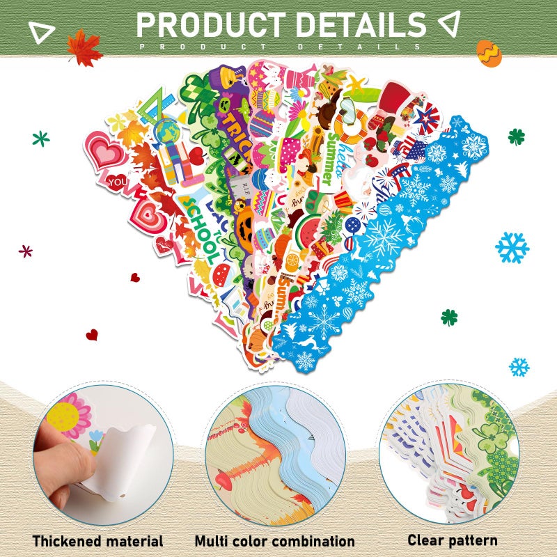 Geyee 360 Pcs Valentines Bulletin Board Borders Decorations Summer St. Patrick's Holiday Spring Easter Valentine Classroom Borders Bulletin Board Trim for Classroom School, 12 Design(Lovely) - Image 3