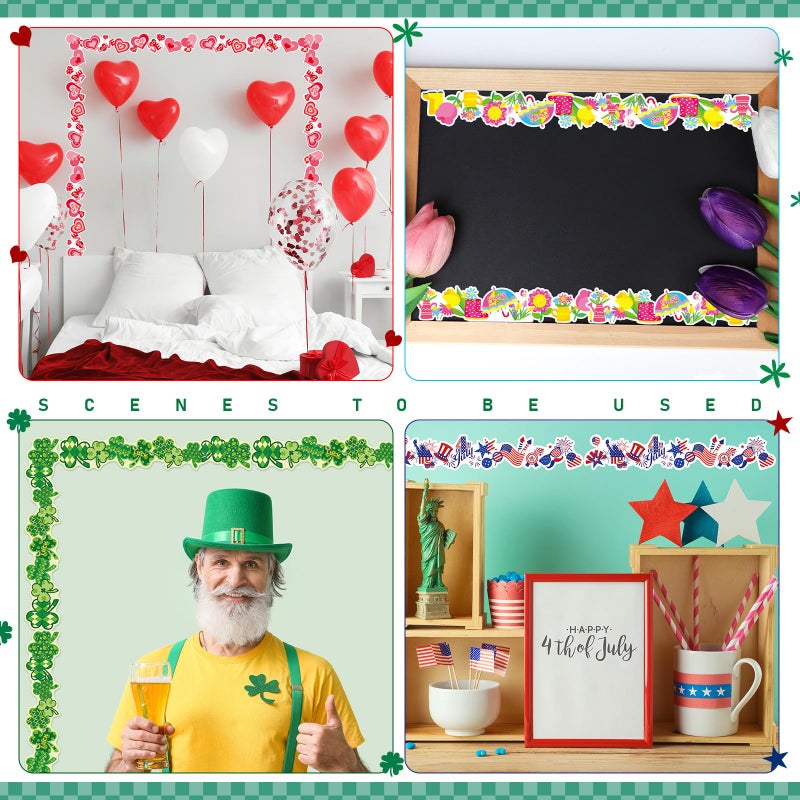 Geyee 360 Pcs Valentines Bulletin Board Borders Decorations Summer St. Patrick's Holiday Spring Easter Valentine Classroom Borders Bulletin Board Trim for Classroom School, 12 Design(Lovely) - Image 5