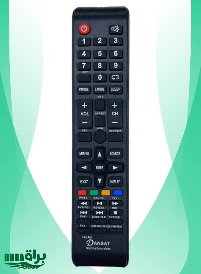 BURAQ جهاز تحكم عن بعد عالمي بديل لتلفزيون Dansat LED Lcd الذكي باللون الأسود - Image 1