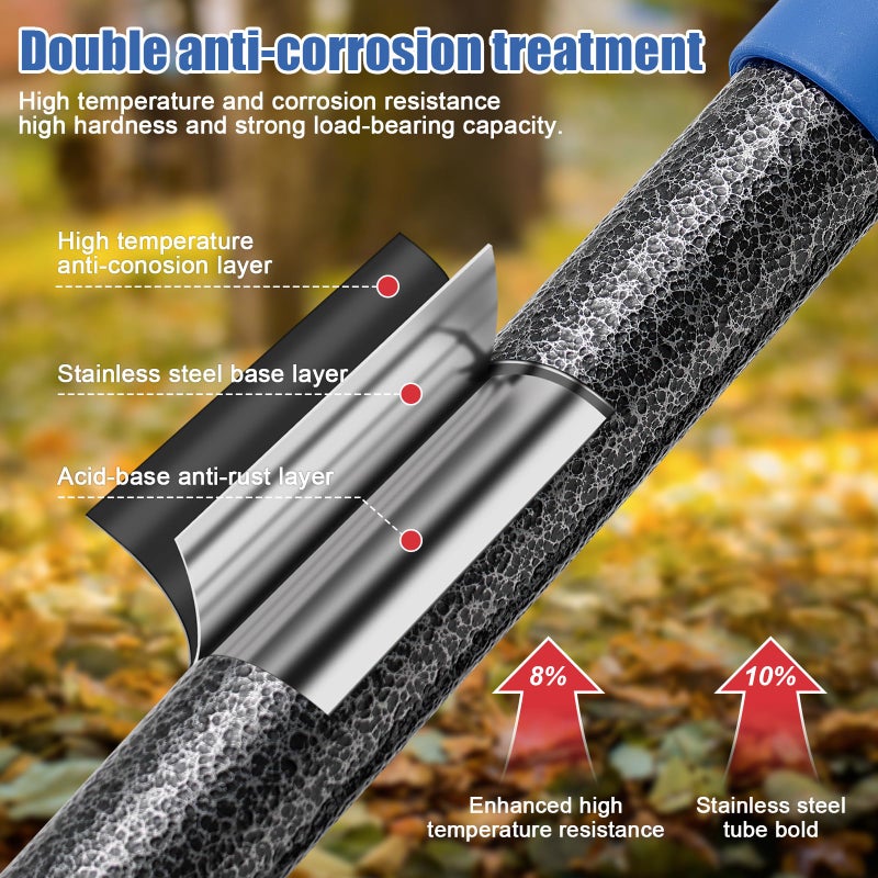 JAOTREL Adjustable Metal Leaf Rake Long Handle, 72 inch Garden Rakes for Lawns Heavy Duty Leaves with Expandable Head 8-17", Yard Women Kids Rake for Gardening RV Camping - Image 5